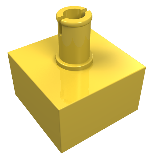 Rendu LDraw de Brique Spécial 2 x 2 Non tenons, connecteur supérieure (Brick Special 2 x 2 No Studs, Top Pin), couleur indicative