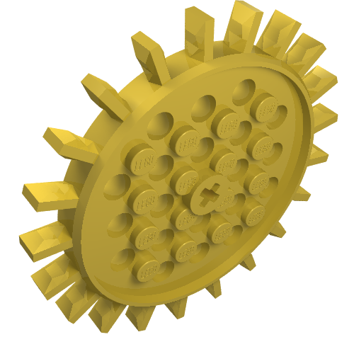 Rendu LDraw de Engrenage Technic 21 grande dent (Technic Gear 21 Large Tooth), couleur indicative