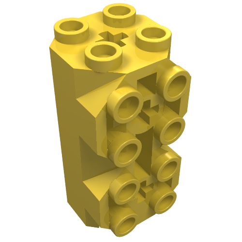 Rendu LDraw de Brique Octogonale spéciale 2 x 2 x 3 1/3 avec côté tenons (Brick Special Octagonal 2 x 2 x 3 1/3 with Side Studs), couleur indicative
