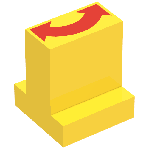 Rendu LDraw de Duplo Brique 2 x 2 x 2 avec 1 x 2 Center avec Double Sided Arrow Print (Train Track Switching Control), couleur indicative