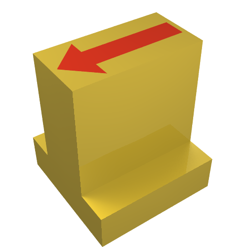 Rendu LDraw de Duplo Brique 2 x 2 x 2 avec 1 x 2 Center avec Red Straight Arrow Print (Train Track Switching Control), couleur indicative