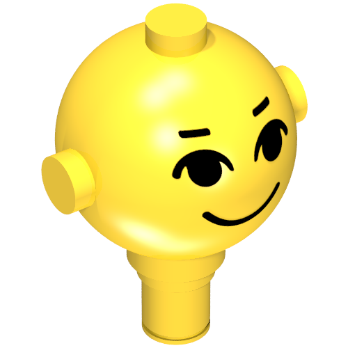 Rendu LDraw de Tête de figurine de femme au foyer avec des yeux, des sourcils et sourire motif imprimé (Homemaker Figure Head with Eyes, Eyebrows and Smile Print), couleur indicative