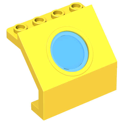Rendu LDraw de panneau 4 x 3 x 3 avec Porthole avec Trans Light Blue Glass, couleur indicative