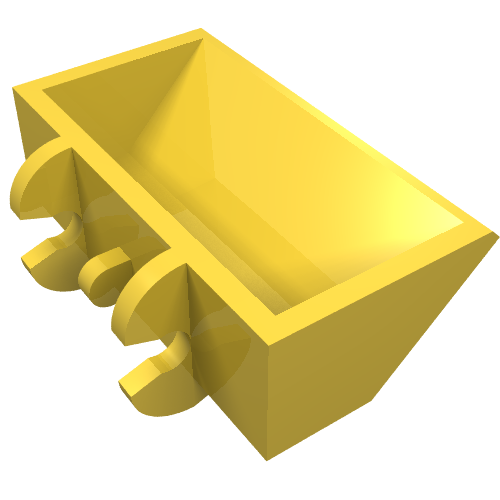 Rendu LDraw de Seau de véhicule de construction lisse 2 x 4 x 1 (Construction Vehicle Bucket Smooth 2 x 4 x 1), couleur indicative