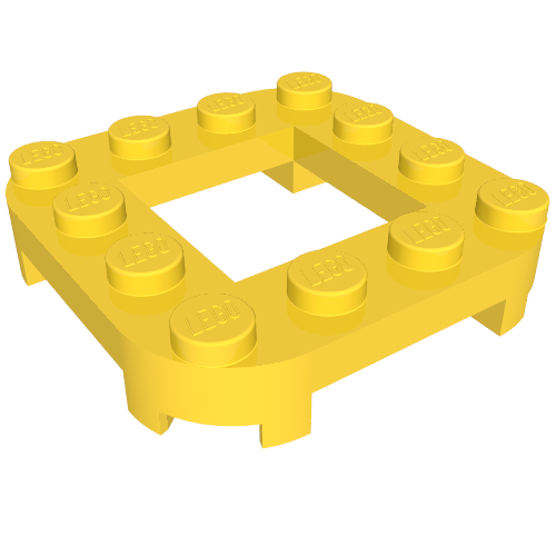 Rendu LDraw de Plaque ronde Coins 4 x 4 x 2/3 Cercle avec 2 x 2 Ouverture (Plate Round Corners 4 x 4 x 2/3 Circle with 2 x 2 Opening), couleur indicative