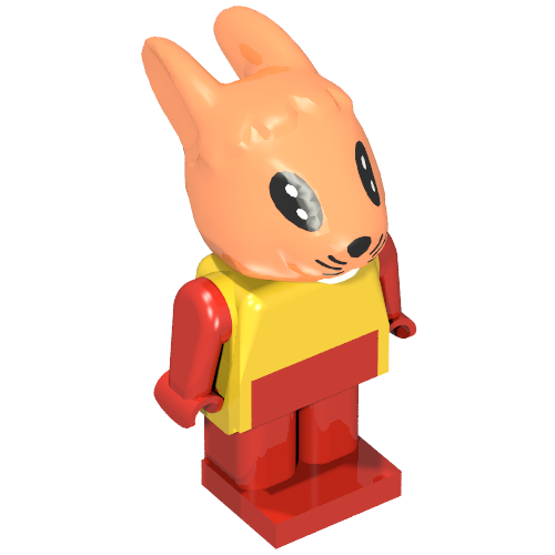 Rendu LDraw de Fabuland figurine lapin 1 (Fabuland Figure Bunny 1), couleur indicative