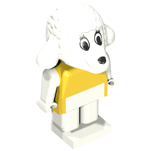 Rendu LDraw de Figurine Fabuland, agneau lucy (yeux blancs) (Fabuland Figure, Lucy Lamb (White Eyes)), couleur indicative