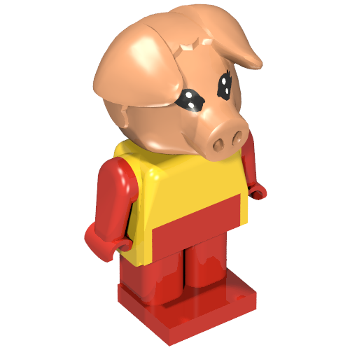 Rendu LDraw de Figurine Fabuland cochon 5 (Fabuland Figure Pig 5), couleur indicative