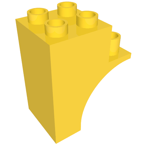 Rendu LDraw de Arc en briques Duplo moitié 2 x 3 x 3 (Duplo Brick Arch Half 2 x 3 x 3), couleur indicative