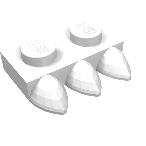 Plaque spéciale 1 x 2 avec trois dents [tri-dent] (Plate Special 1 x 2 with Three Teeth [Tri-Tooth])