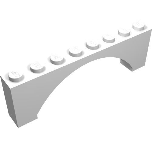 Rendu LDraw de Brique Arche 1 x 8 x 2 levée (Brick Arch 1 x 8 x 2 Raised), couleur indicative