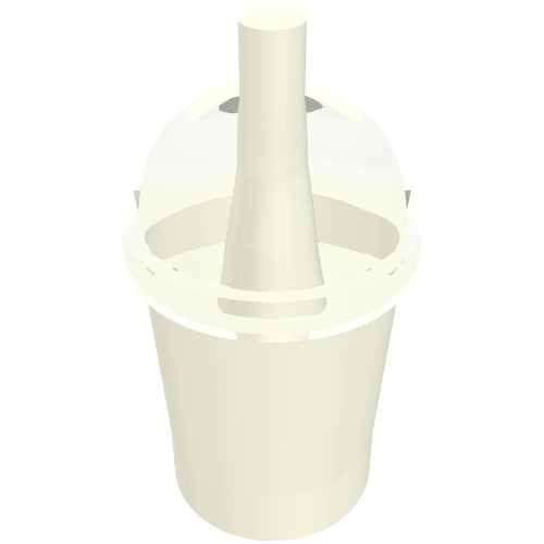 Rendu LDraw de Equipment Cup and Straw avec Trans Clear Dome Lid [Plain], couleur indicative