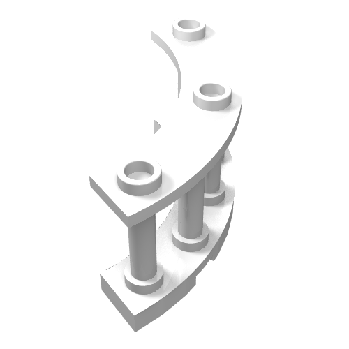 Rendu LDraw de Clôture Flippée 4 x 4 x 2 Quart de tour avec 3 tenons (Fence Spindled 4 x 4 x 2 Quarter Round with 3 Studs), couleur indicative