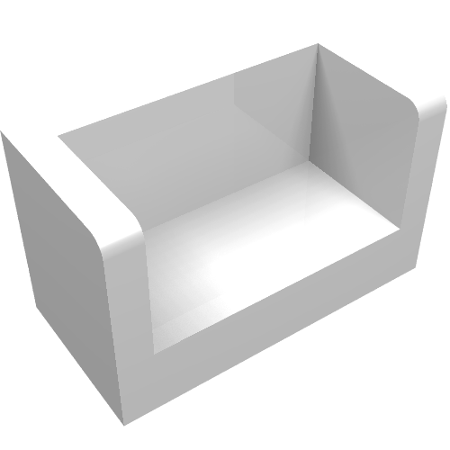 Panneau 1 x 2 x 1 avec coins arrondis et 2 côtés (Panel 1 x 2 x 1 with Rounded Corners and 2 Sides)