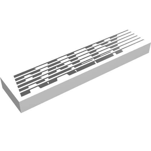 Rendu LDraw de Tuile 1 x 4 avec motif imprimé rallye (Tile 1 x 4 with RALLY Print), couleur indicative