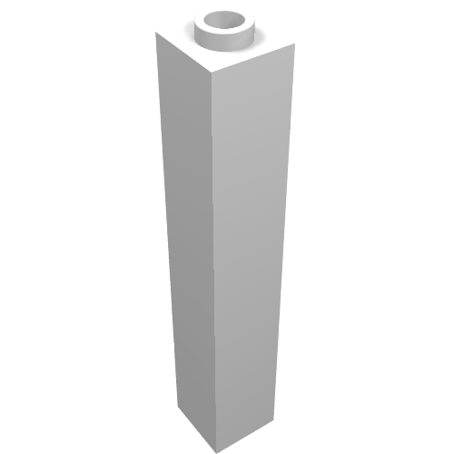 Rendu LDraw de Brique 1 x 1 x 5 avec Bloqué ouvert ou tenon creux (Brick 1 x 1 x 5 with Blocked Open or Hollow Stud), couleur indicative
