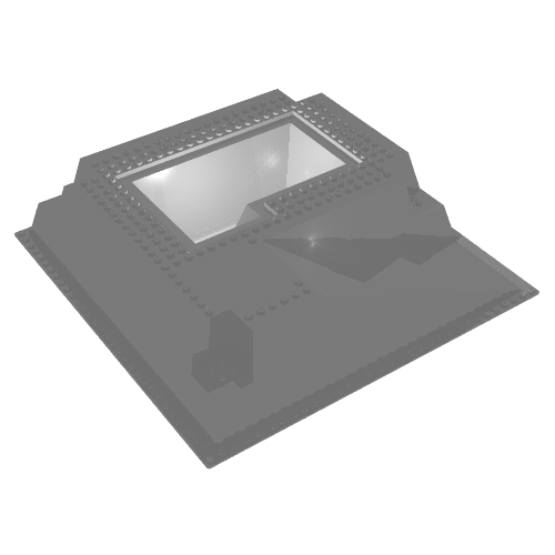 Rendu LDraw de Plaque de base Soulevé 32 x 32 avec rampe et fosse [sans motif] (Baseplate Raised 32 x 32 with Ramp and Pit [Plain]), couleur indicative