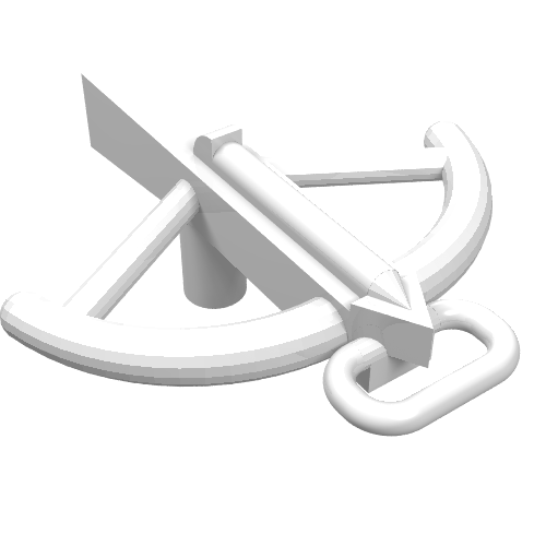 Rendu LDraw de Arme arbalète et boulon (Weapon Crossbow and Bolt), couleur indicative