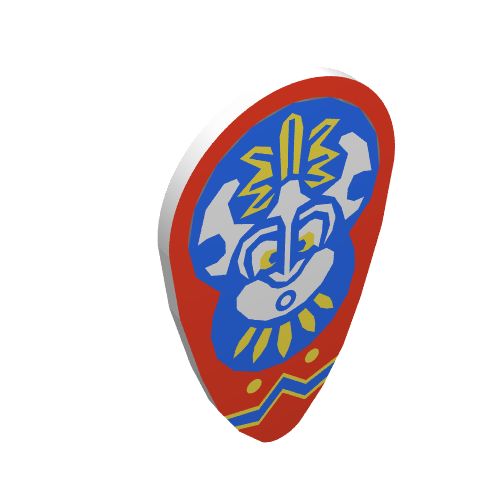 Rendu LDraw de Bouclier ovoïde avec motif imprimé indigo islanders (Shield Ovoid with Indigo Islanders Print), couleur indicative
