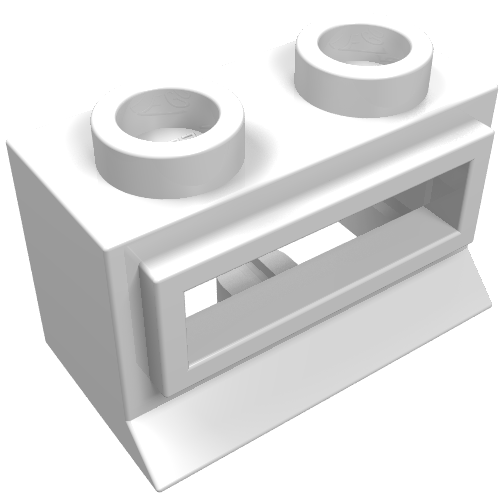 Rendu LDraw de Fenêtre 1 x 2 x 1, lèvre allongée, tenon creux [sans verre] (Window 1 x 2 x 1, Extended Lip, Hollow Stud [no Glass]), couleur indicative