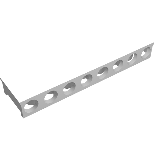 Rendu LDraw de Brique spéciale 2 x 8 x 5/6 sans tenons supérieurs, et canal sur les extrémités, et trous de tenon sur les côtés (Brick Special 2 x 8 x 5/6 with No Top Studs, and Channel on Ends, and Stud Holes on Sides), couleur indicative