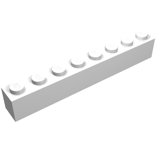Rendu LDraw de Brique 1 x 8 sans Bottom Tubes avec Cross Side Supports, couleur indicative
