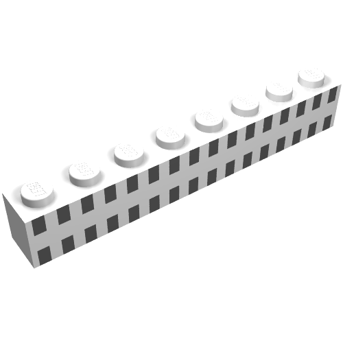 Rendu LDraw de Brique 1 x 8 avec 32 carrés noirs motif imprimé (Brick 1 x 8 with 32 Black Squares Print), couleur indicative