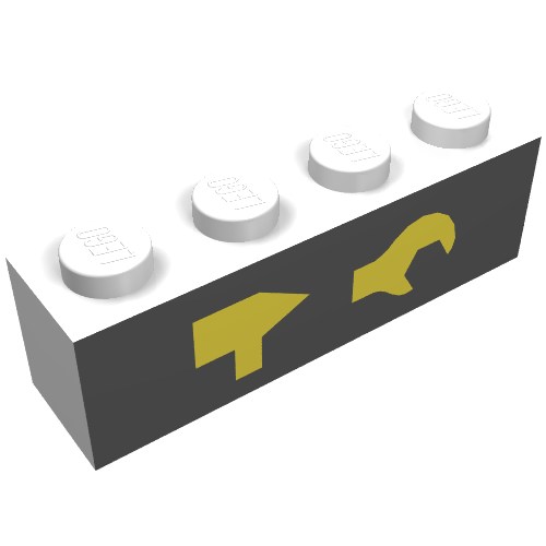 Rendu LDraw de Brique 1 x 4 avec des outils de garage motif imprimé (Brick 1 x 4 with Garage Tools Print), couleur indicative