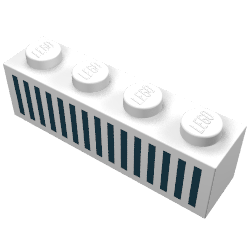 Rendu LDraw de Brique 1 x 4 avec Black 15 Bars Grill Print, couleur indicative