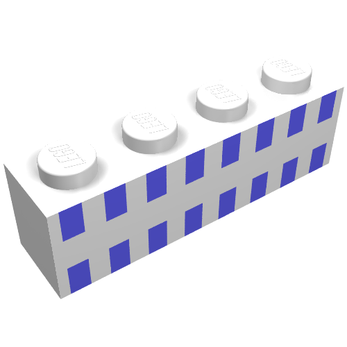Rendu LDraw de Brique 1 x 4 avec bac carrés bleu clair en 2 lignes motif imprimé (Brick 1 x 4 with Ferry Squares Light Blue in 2 Lines Print), couleur indicative