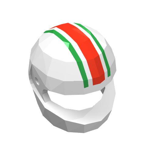 Casque, Standard avec 1 motif imprimé rouge et 2 rayures vertes (Helmet, Standard with 1 Red and 2 Green Stripes Print)