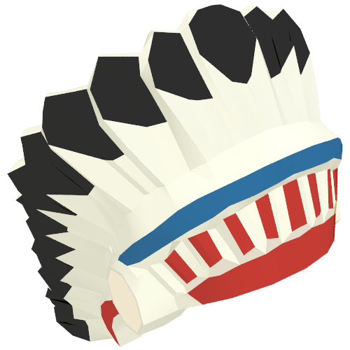 Rendu LDraw de Headdress American Indian avec Colored Feathers Print, couleur indicative
