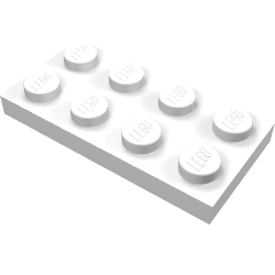 Rendu LDraw de Plaque 2 x 4 avec l'Anti-tenons de dessous carré (Plate 2 x 4 with Square Underside Anti-studs), couleur indicative