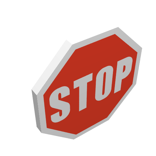 Rendu LDraw de Panneau routier attache-on 2 x 2 octogonale avec panneau rouge motif imprimé (Road Sign Clip-on 2 x 2 Octagonal with Red Stop Sign Print), couleur indicative