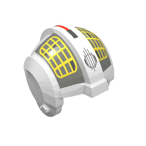 Casque rebelle pilote, crête centrale avec grille jaune sur motif imprimé gris (Helmet Rebel Pilot, Center Ridge with Yellow Grid on Gray Print)