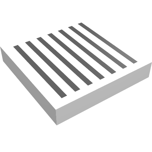 Rendu LDraw de Tuile 2 x 2 avec grille noir motif imprimé (Tile 2 x 2 with Grill Black Print), couleur indicative