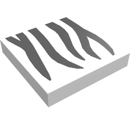 Rendu LDraw de Tuile 2 x 2 avec safari imprimé safari, zèbre, rayures, rayures zèbre (Tile 2 x 2 with Safari Print Safari, Zebra, Stripes, Zebra Stripes), couleur indicative