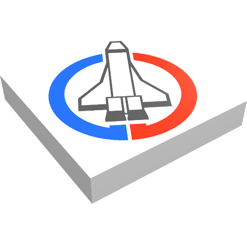 Rendu LDraw de Tuile 2 x 2 avec logo de commande de lancement imprimé (Tile 2 x 2 with Launch Command Logo Print), couleur indicative