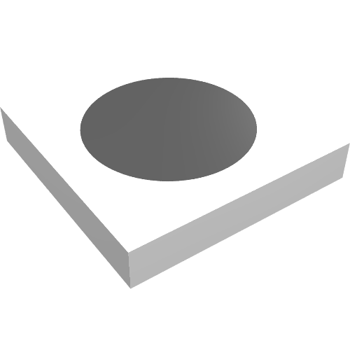 Rendu LDraw de Tuile 2 x 2 avec motif imprimé petit cercle noir (Tile 2 x 2 with Black Small Circle Print), couleur indicative
