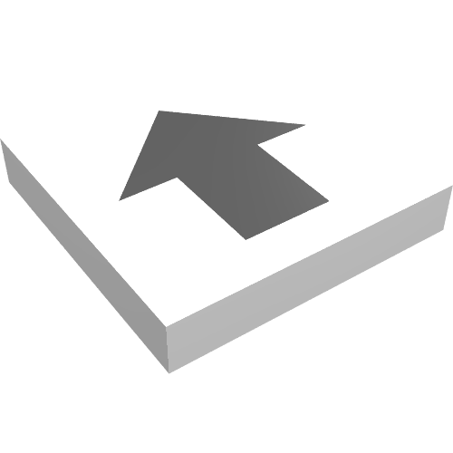 Rendu LDraw de Tuile 2 x 2 avec motif imprimé Flèche grand noir (Tile 2 x 2 with Black Wide Arrow Print), couleur indicative