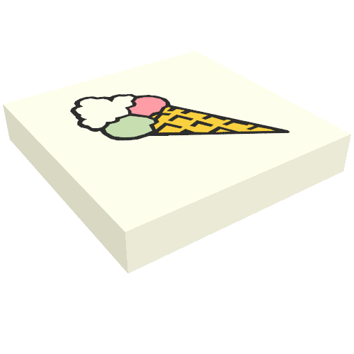 Rendu LDraw de Tuile 2 x 2 avec motif imprimé cône de crème glacée (Tile 2 x 2 with Ice Cream Cone Print), couleur indicative