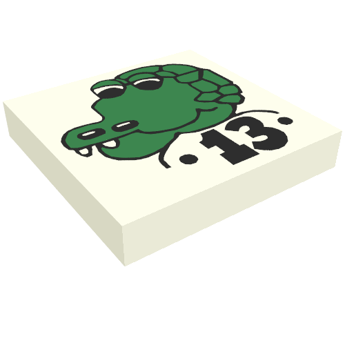Rendu LDraw de Tuile 2 x 2 avec motif imprimé Fabuland Crocodile (Tile 2 x 2 with Fabuland Crocodile Print), couleur indicative
