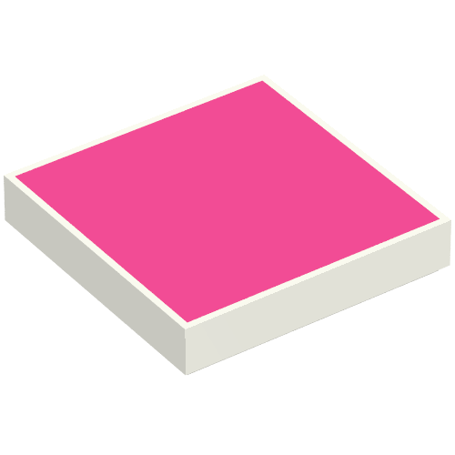 Rendu LDraw de Tuile 2 x 2 avec motif carré rose foncé (Tile 2 x 2 with Dark Pink Square Pattern), couleur indicative