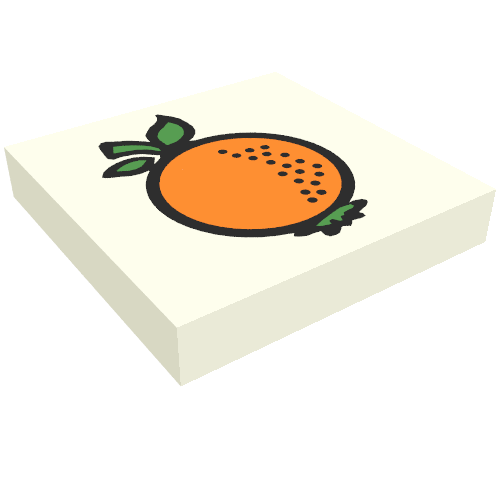Rendu LDraw de Tuile 2 x 2 avec motif imprimé Fabuland Orange (Tile 2 x 2 with Fabuland Orange Print), couleur indicative