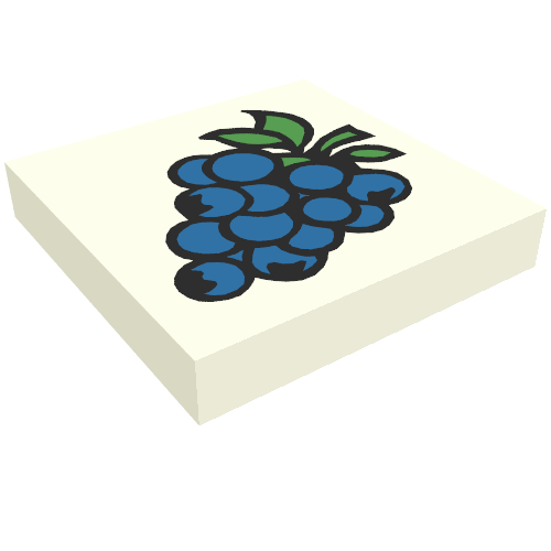 Rendu LDraw de Tuile 2 x 2 avec des raisins Fabuland motif imprimé (Tile 2 x 2 with Fabuland Grapes Print), couleur indicative