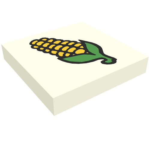 Rendu LDraw de Tuile 2 x 2 avec motif imprimé de maïs Fabuland (Tile 2 x 2 with Fabuland Corn Print), couleur indicative