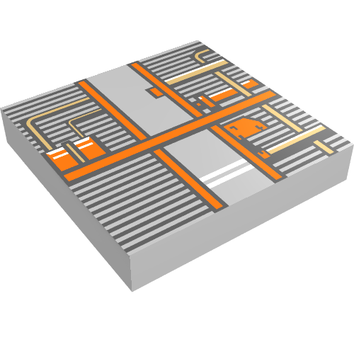 Rendu LDraw de Tuile 2 x 2 avec motif imprimé Snowspeeder Vent (Tile 2 x 2 with Snowspeeder Vent Print), couleur indicative