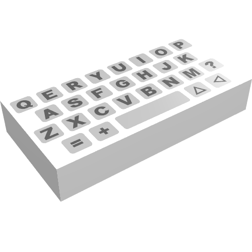 Rendu LDraw de Tuile 1 x 2 avec le modèle imprimé simple de clavier d'ordinateur (Tile 1 x 2 with Simple Computer Keyboard Print), couleur indicative