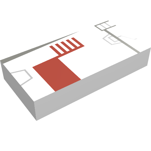 Rendu LDraw de Tuile 1 x 2 avec motif imprimé X-wing Fighter à gauche (Tile 1 x 2 with X-wing Fighter Left Print), couleur indicative