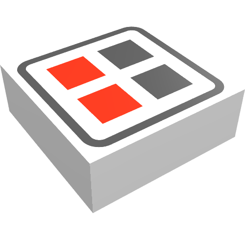 Rendu LDraw de Tuile 1 x 1 avec motif imprimé Boutons rouges et noirs (Tile 1 x 1 with Red and Black Buttons Print), couleur indicative